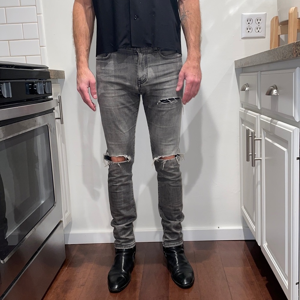 Hedi Slimane Saint Laurent Men’s Gray D02 Skinny Denim